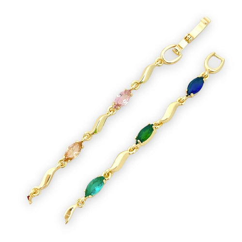 Multicolor oval shape cz bracelet 18k of gold plated bracelets