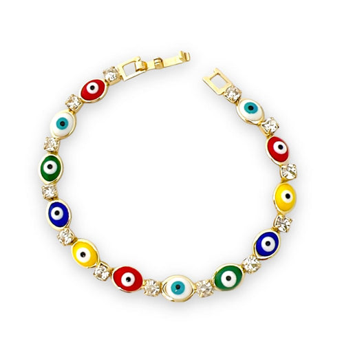 Multicolor oval shape evil eye 18kts of gold plated bracelet bracelets