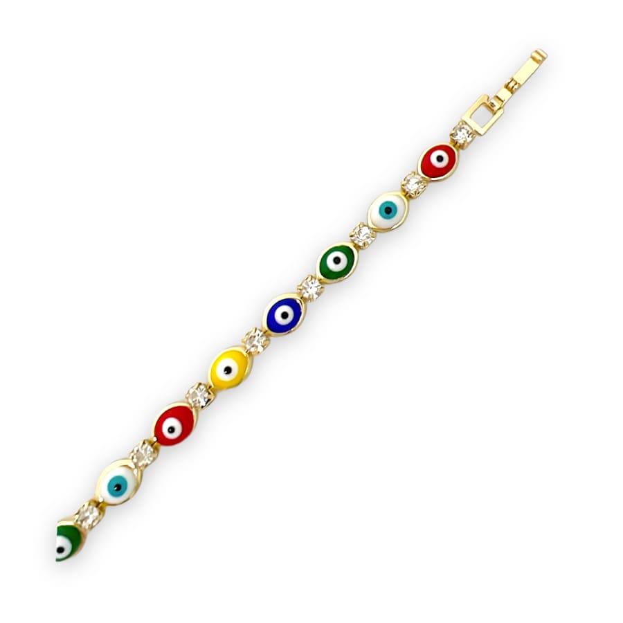 Multicolor oval shape evil eye 18kts of gold plated bracelet bracelets