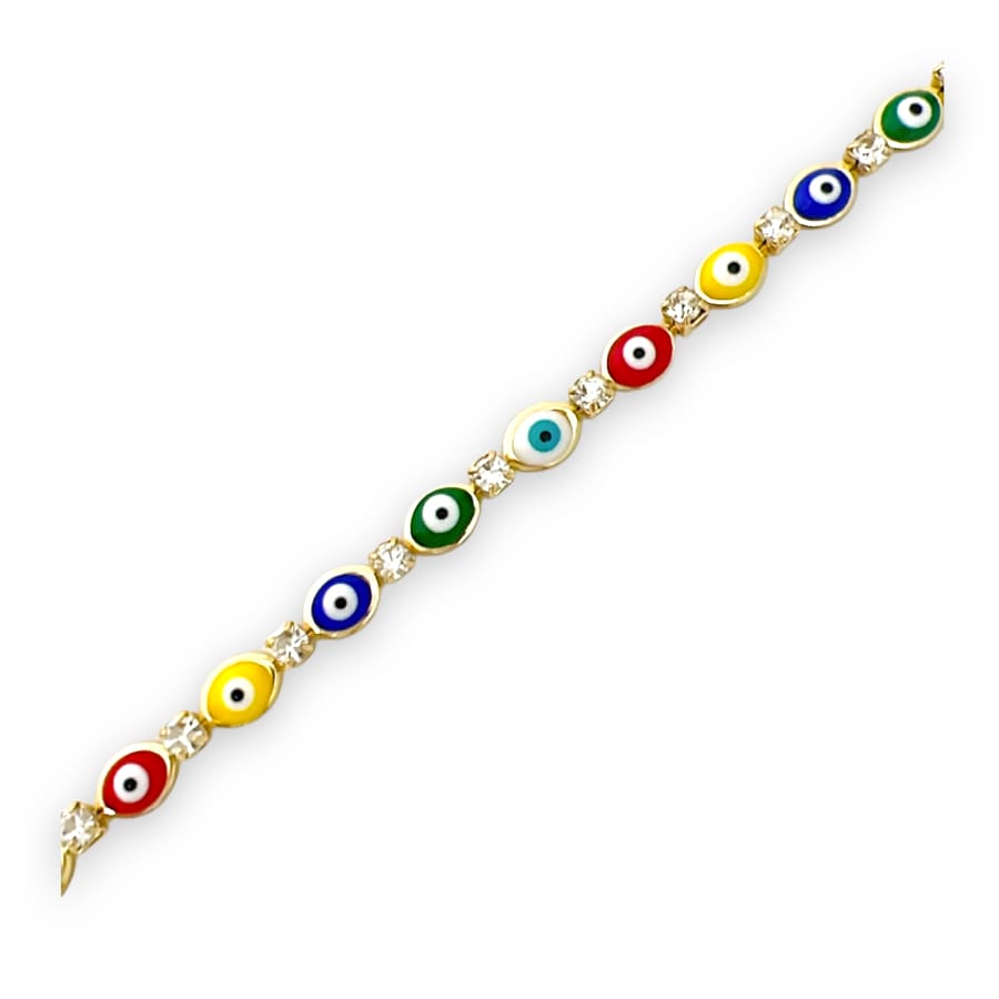 Multicolor oval shape evil eye 18kts of gold plated bracelet bracelets