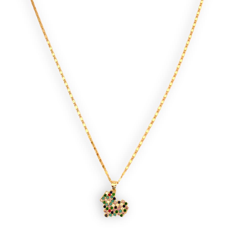 Retro multicolor stones heart in 18k of gold plated chain necklace chains