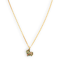 Retro multicolor stones heart in 18k of gold plated chain necklace chains