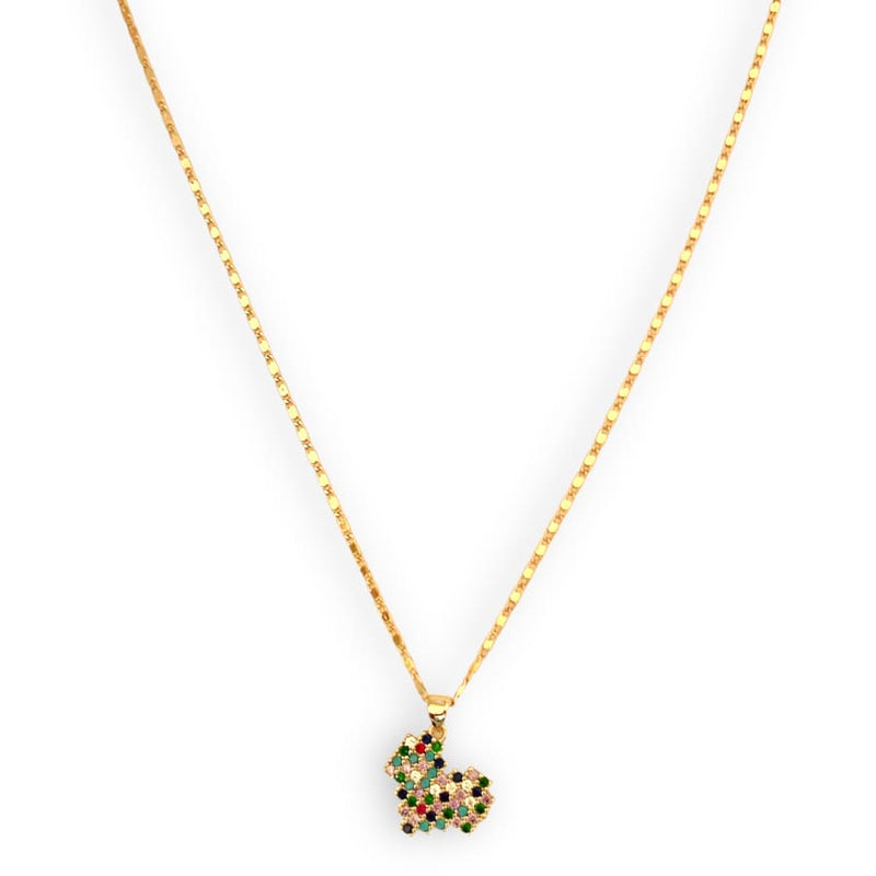 Retro multicolor stones heart in 18k of gold plated chain necklace chains