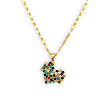 Retro multicolor stones heart in 18k of gold plated chain necklace chains