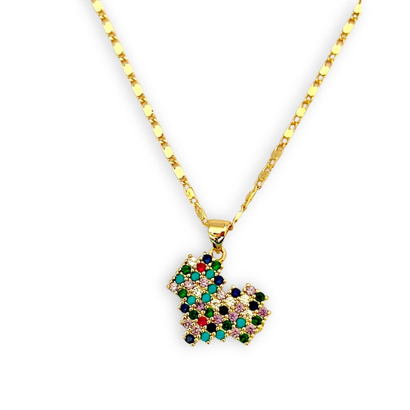 Retro multicolor stones heart in 18k of gold plated chain necklace chains