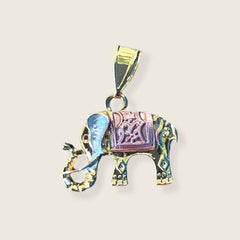 Mystic elephant pendant three tones in 18kts of gold plated charms