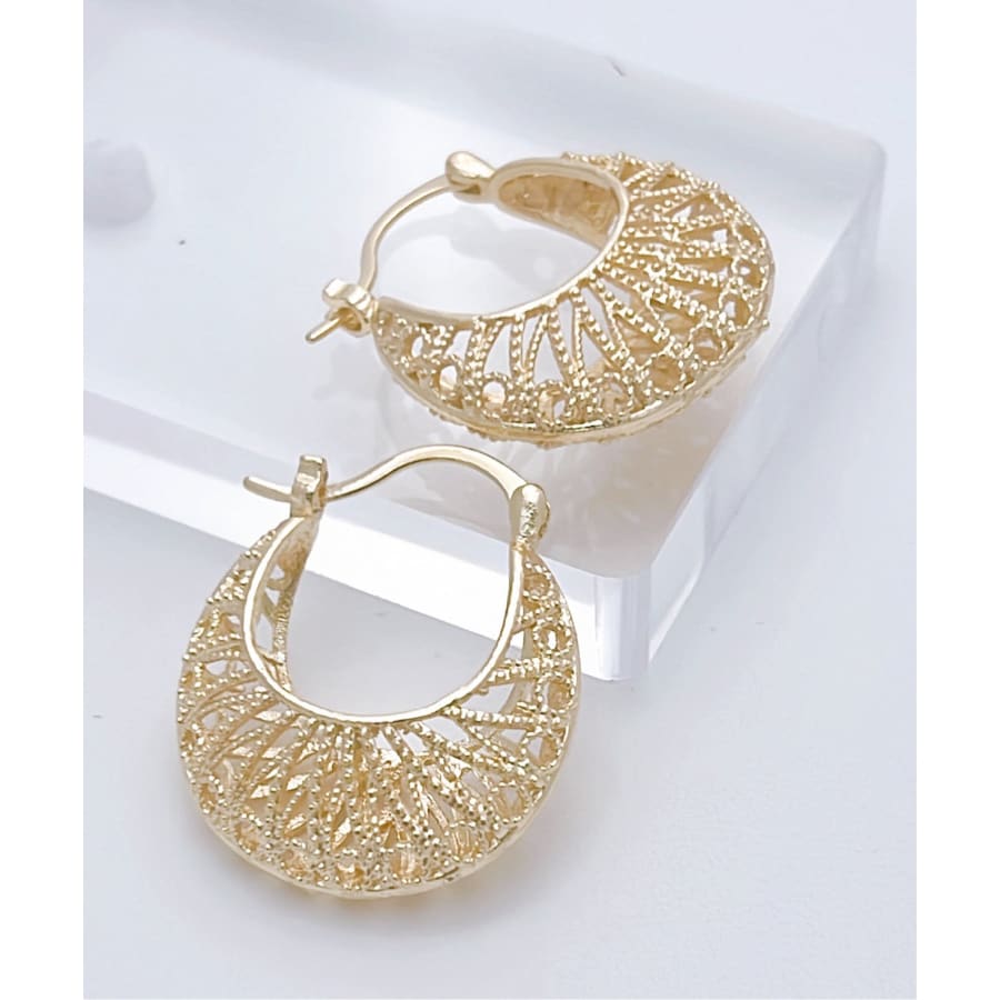 Nina filigree hoops earrings in 14k of gold plated earrings