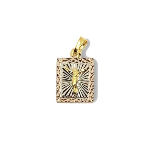 Olympic christ pendant square tri - color gold - filled olympicchrist charms & pendants