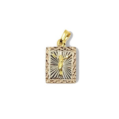 Olympic christ pendant square tri-color gold-filled olympicchrist charms & pendants