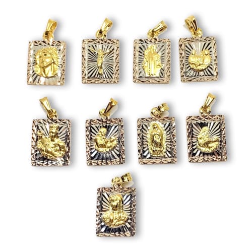 Olympic christ pendant square tri-color gold-filled charms & pendants