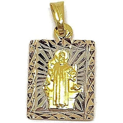 Olympic christ pendant square tri - color gold - filled charms & pendants