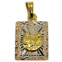 Olympic christ pendant square tri - color gold - filled nativity charms & pendants