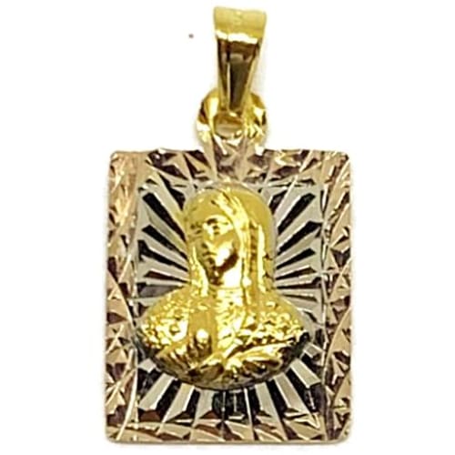 Olympic christ pendant square tri-color gold-filled virginmary charms & pendants