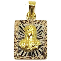 Olympic christ pendant square tri-color gold-filled virginmary charms & pendants