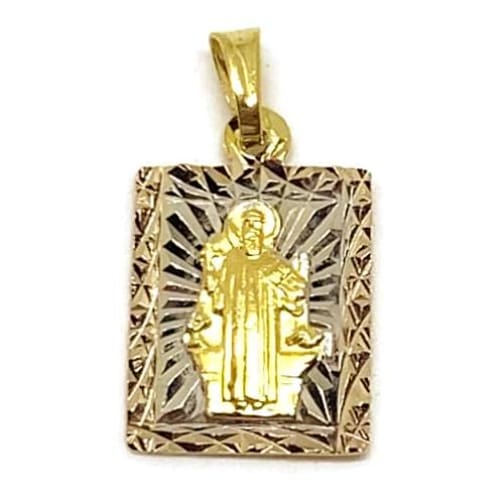 Olympic christ pendant square tri-color gold-filled sanbenedict charms & pendants