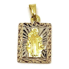 Olympic christ pendant square tri - color gold - filled sanbenedict charms & pendants