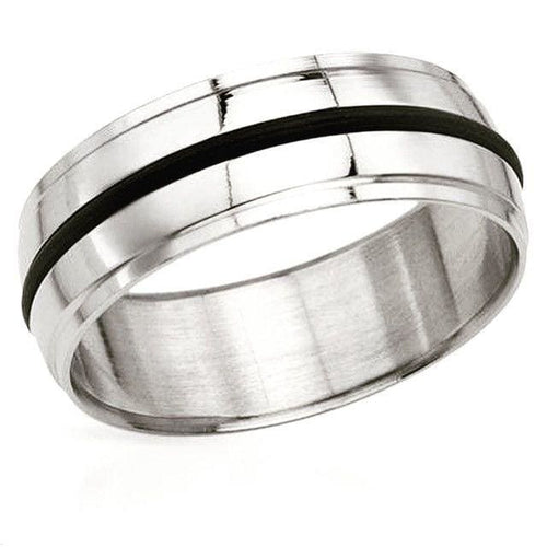 One rubber band stainless steel ring rings