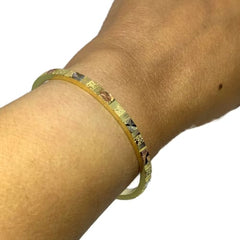 Open cuff bangle tri- color gold plated bracelet 6 bangles
