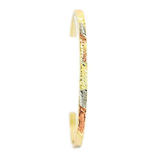 Open cuff bangle tri- color gold plated bracelet 6 bangles