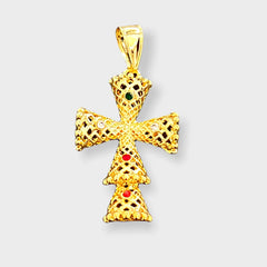 Ornate filigree cross pendant in 18k of gold layering charms & pendants
