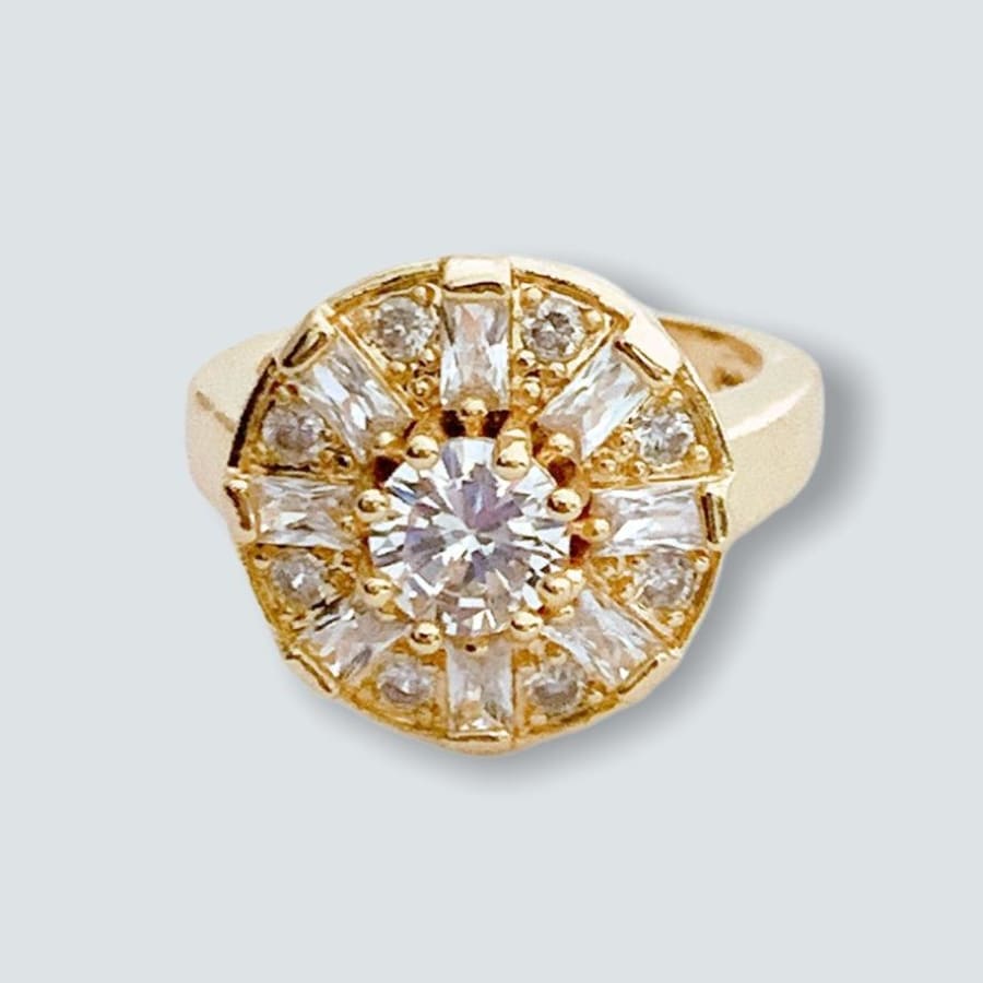 Oval shape clear stones ring in 18k of gold plated rings