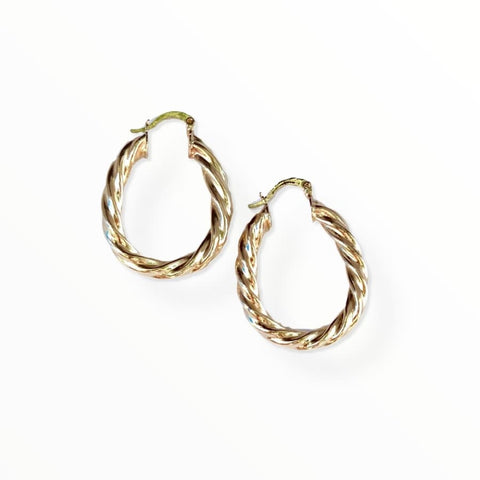 Virgin filigree hollow tri-color hoops earrings in 18k of gold plated