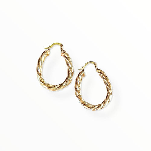 Oval thick braids hoops in 18k of gold plated earrings