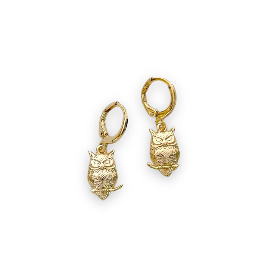 Owl dangles huggies earrings in 18k of gold plated earrings