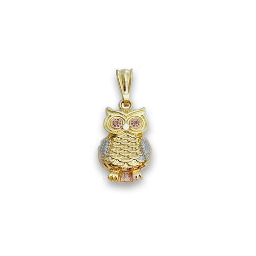 Owl three tone 18kts of gold plated charms