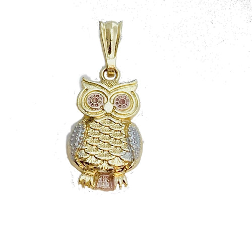 Owl three tone 18kts of gold plated charms