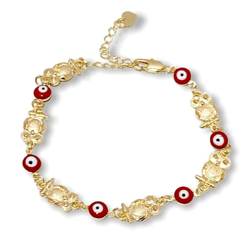Owl with red evil eye bead anklet 18k of gold plated anklet