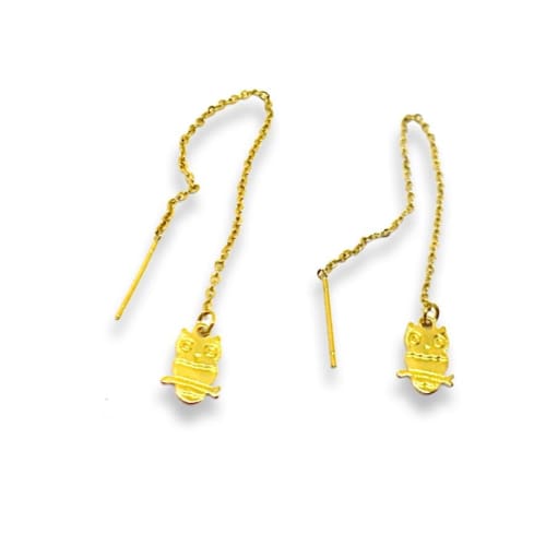 Owls threaders gold plated earrings