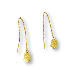 Owls threaders gold plated earrings