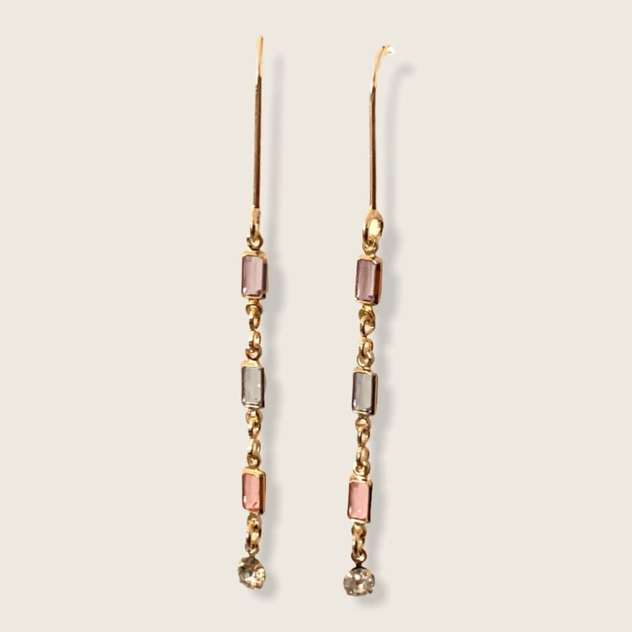 Pastel tones rectangular threaders gold plated earrings Earrings