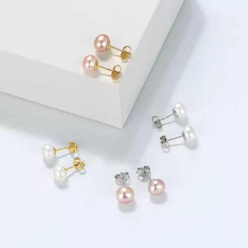 Pearls studs with sterling silver post earrings Earrings