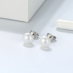 Pearls studs with sterling silver post earrings off white