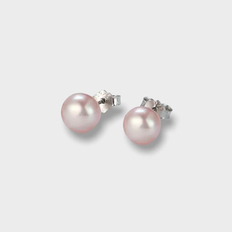 Pearls studs with sterling silver post earrings Purple Shade Earrings