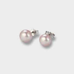 Pearls studs with sterling silver post earrings purple shade