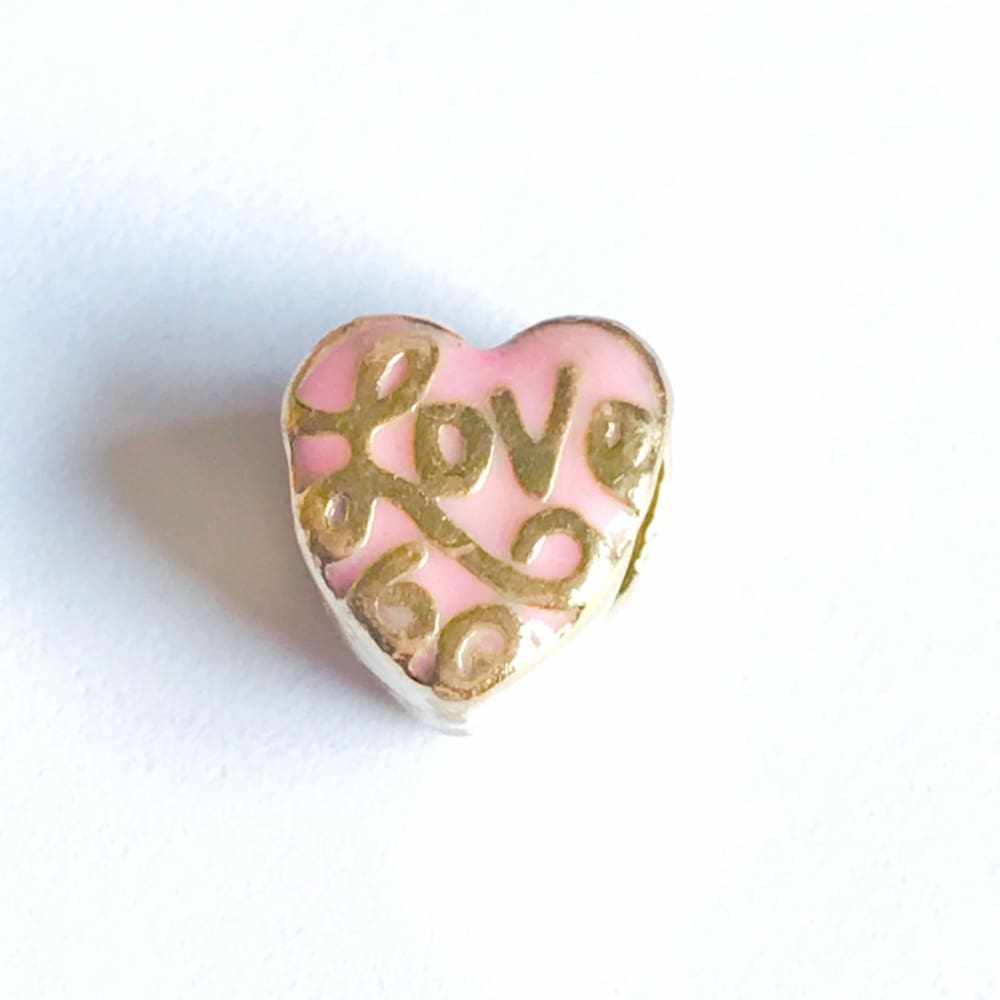 Pink love european bead charm 18kt of gold plated charms