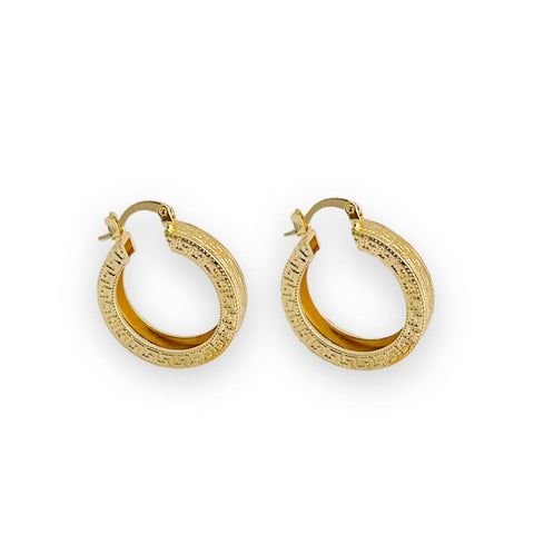 Diamond cut 14k of gold plated hoops earrings