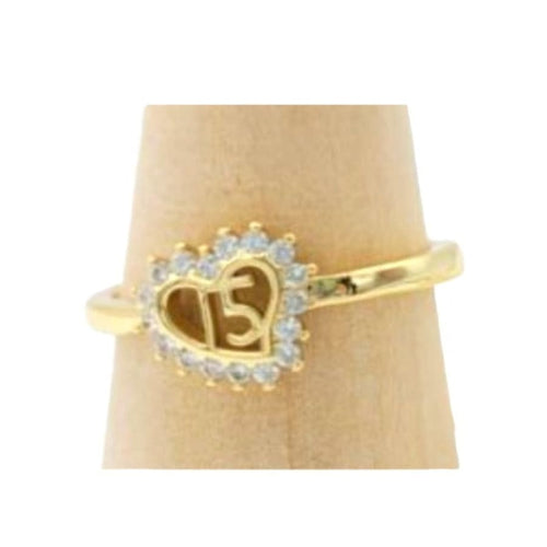 Quinceanera cz heart ring in 18k of gold plated rings