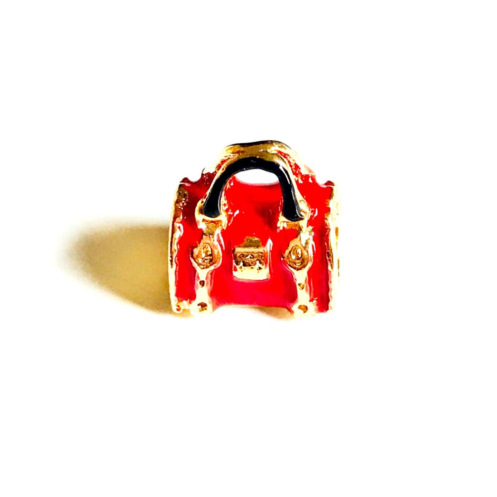 Red bag european bead charm 18kt of gold plated charms