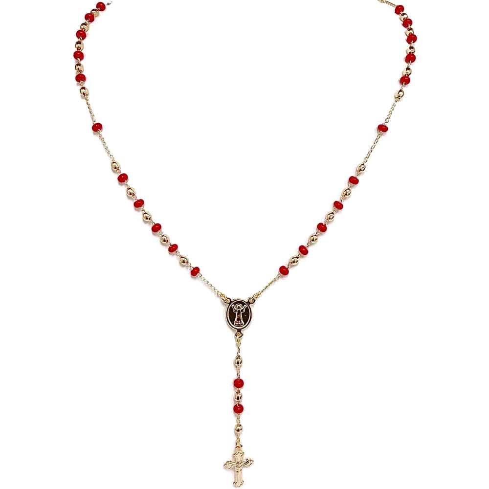 Red beads 3mm rosary 18kts of gold plated 20 rosaries