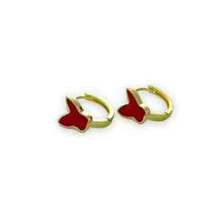 Red butterflies enamel huggies earrings in 18k of gold plated earrings