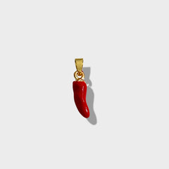 Red chili pepper pendant in 18k of gold layering charms & pendants