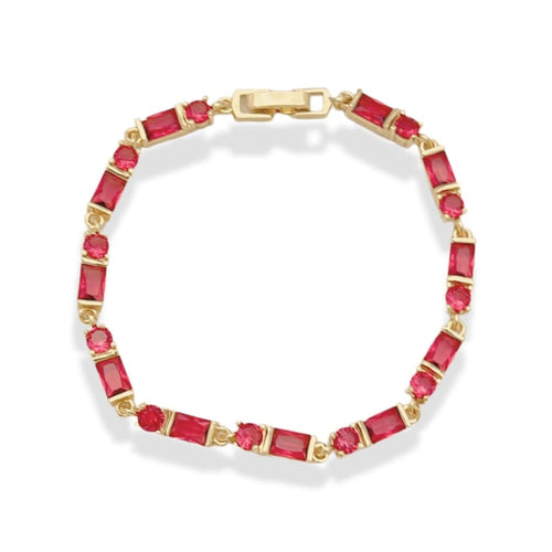 Red cz squares bracelet 18k of gold plated bracelets