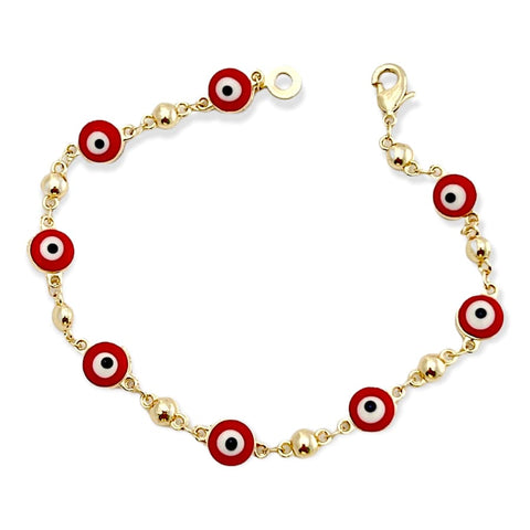 Multicolor oval shape evil eye 18kts of gold plated bracelet