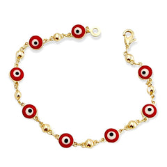 Red evil eye 18kts of gold plated bracelet evil eye link bracelets