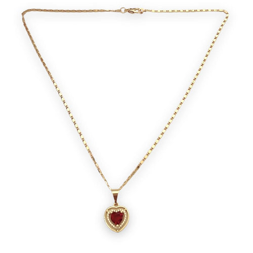 Red heart stone in 18k of gold plated chain necklace chains