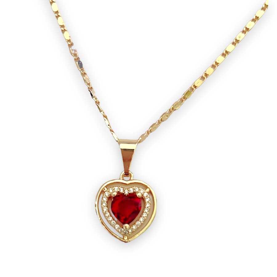Red heart stone in 18k of gold plated chain necklace chains